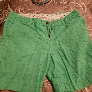 Green Eyelet Shorts